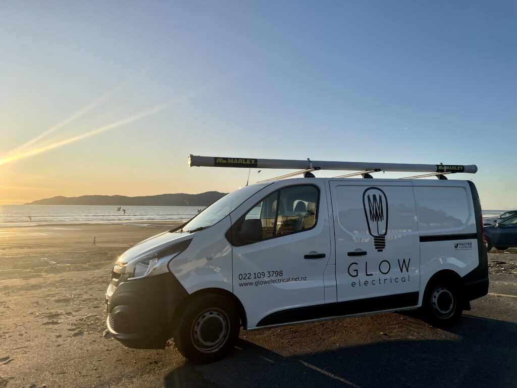 Electrician Kapiti - Glow Electrical Van at Ocean